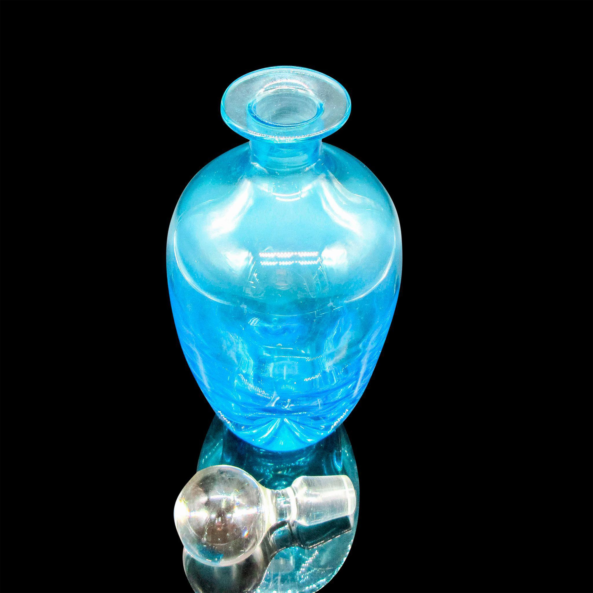 Mid-century Blue Pinched Glass Decanter with Stopper - Bild 3 aus 3