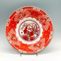 Large Imari Style Porcelain Bowl w/Mystical Peacock Gold Accent