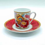 Valdrome Limoges Red Floral Demitasse Cup & Saucer Set