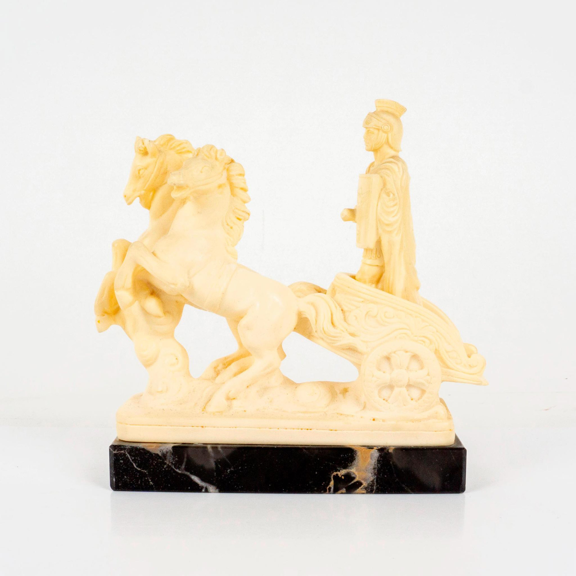 Vintage Resin Figurine, Roman Warrior Chariot