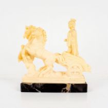 Vintage Resin Figurine, Roman Warrior Chariot
