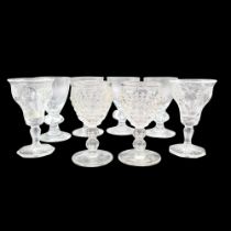 8pc Lot of Patterned Cordial Glasses