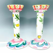 Pair of Ceramic Candle Sticks Present Tense Italy