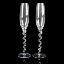 Pair of Rovsya Glass Toasting Champagne Flutes