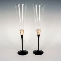 2pc Wedgwood Glass Champagne Flutes, Vera Wang