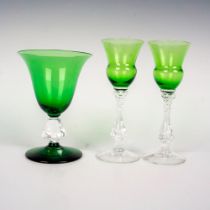 3pc Green Glasses, Wine and Cordial