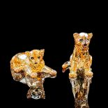Swarovski Crystal Figurine, Leopard Cubs with Box