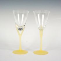 2pc Sasaki Crystal Cordial Glasses, Capistrano Yellow