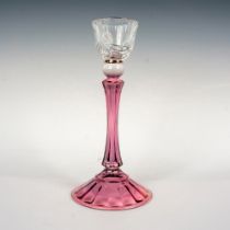 Glass Candlestick, Purple and Clear