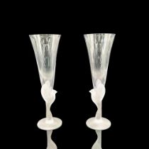 2pc Sasaki Crystal Flute Glasses