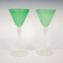 2pc Stevens & Williams Jade Alabaster Goblets