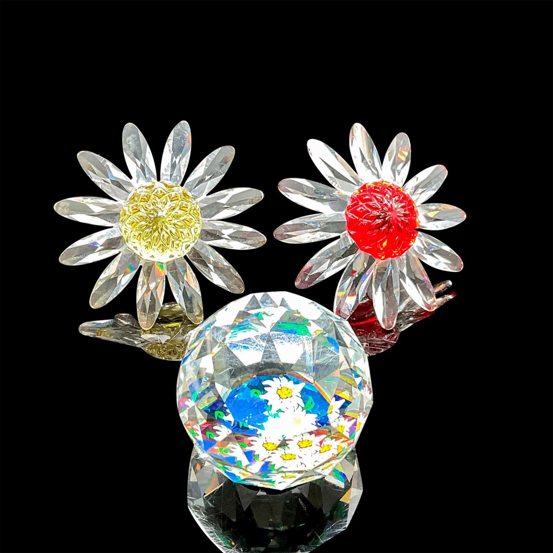 3pc Swarovski Crystal Figurines, Flowers and Paperweight