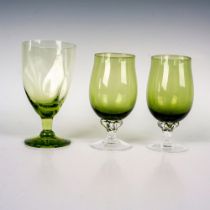3pc Green Wine Glasses