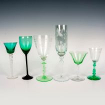 6pc Assorted Vintage Green Glassware