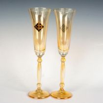 2pc Flute Glasses, Gold Mosaic