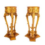 Pair of Rococo Style Carved Gilded Planter Pedestals