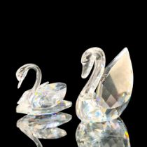 2pc Swarovski Crystal Figurines, Swans 010005 and 1995 Gift