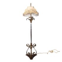 Baroque Style Brass and Glass Ornate Floor Lamp