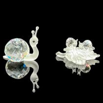 2pc Swarovski Crystal Snail Figurines