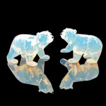 Pair of Swarovski Crystal Figurine Polar Bear Cubs Opal