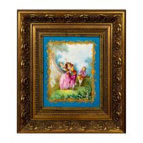 Limoges French Porcelain Plaque Hand Painted Victorian Scene