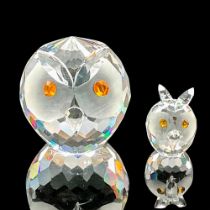 Pair of Asfour Crystal Figurines, Large and Small Owls