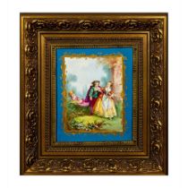 Limoges French Porcelain Plaque Hand Painted Victorian Scene