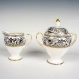 2pc Wedgwood Sugar Bowl & Creamer, Florentine Black