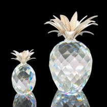 2pc Swarovski Crystal Figurines, Pineapples