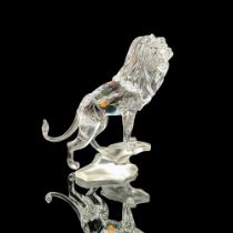 Swarovski Crystal Figurine Lion Standing on Frosted Rock