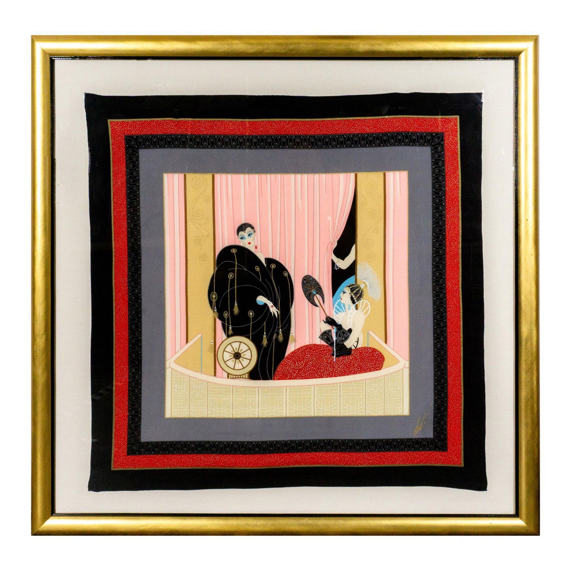 Erte Romain de Tirtoff, Large Framed Scarf, Loge de Theatre