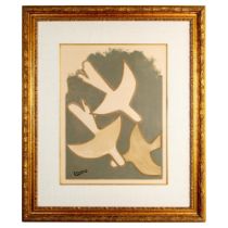 George Braque, Color Lithograph, Les Oiseaux Blancs, Signed