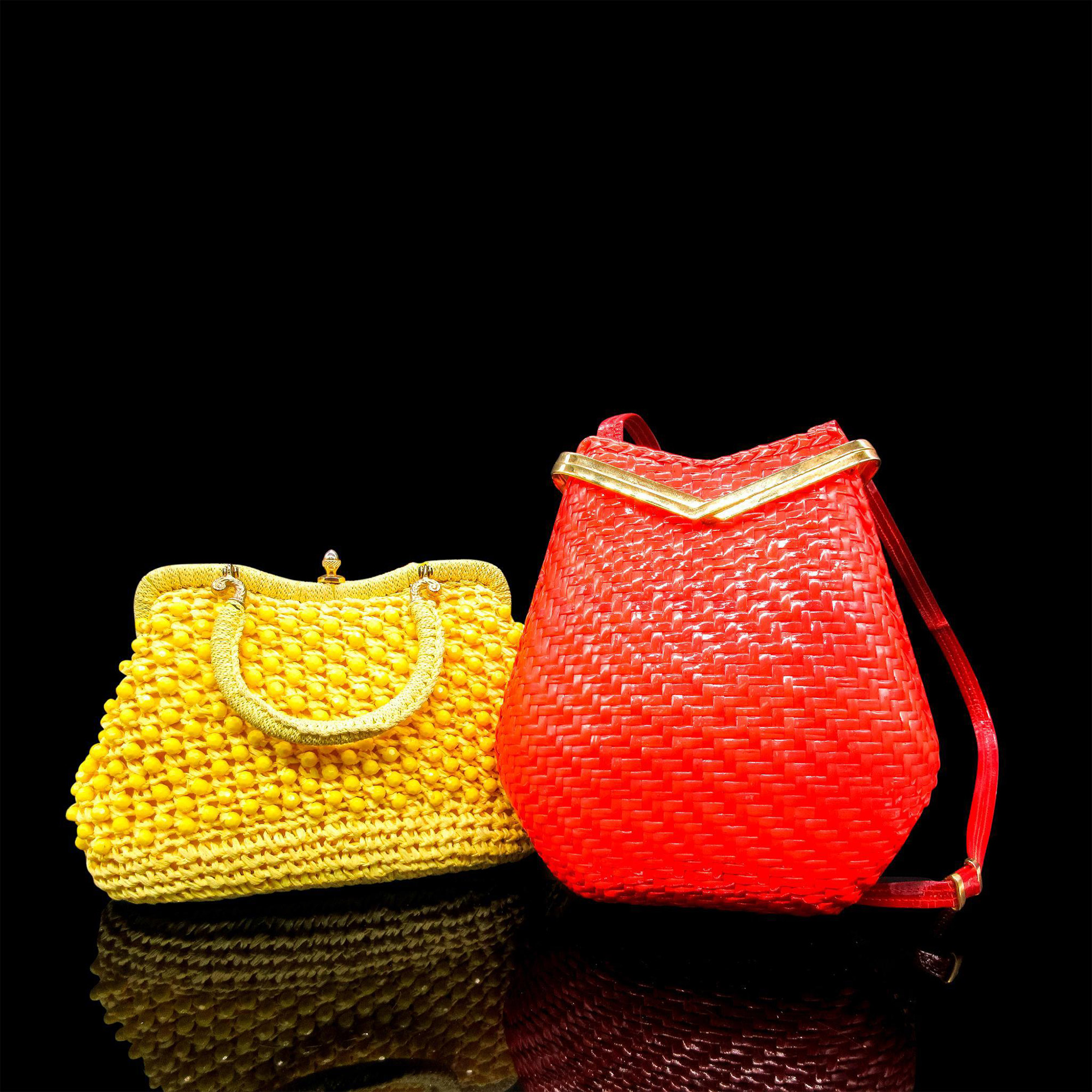 2pc Designer Woven Textile Purses