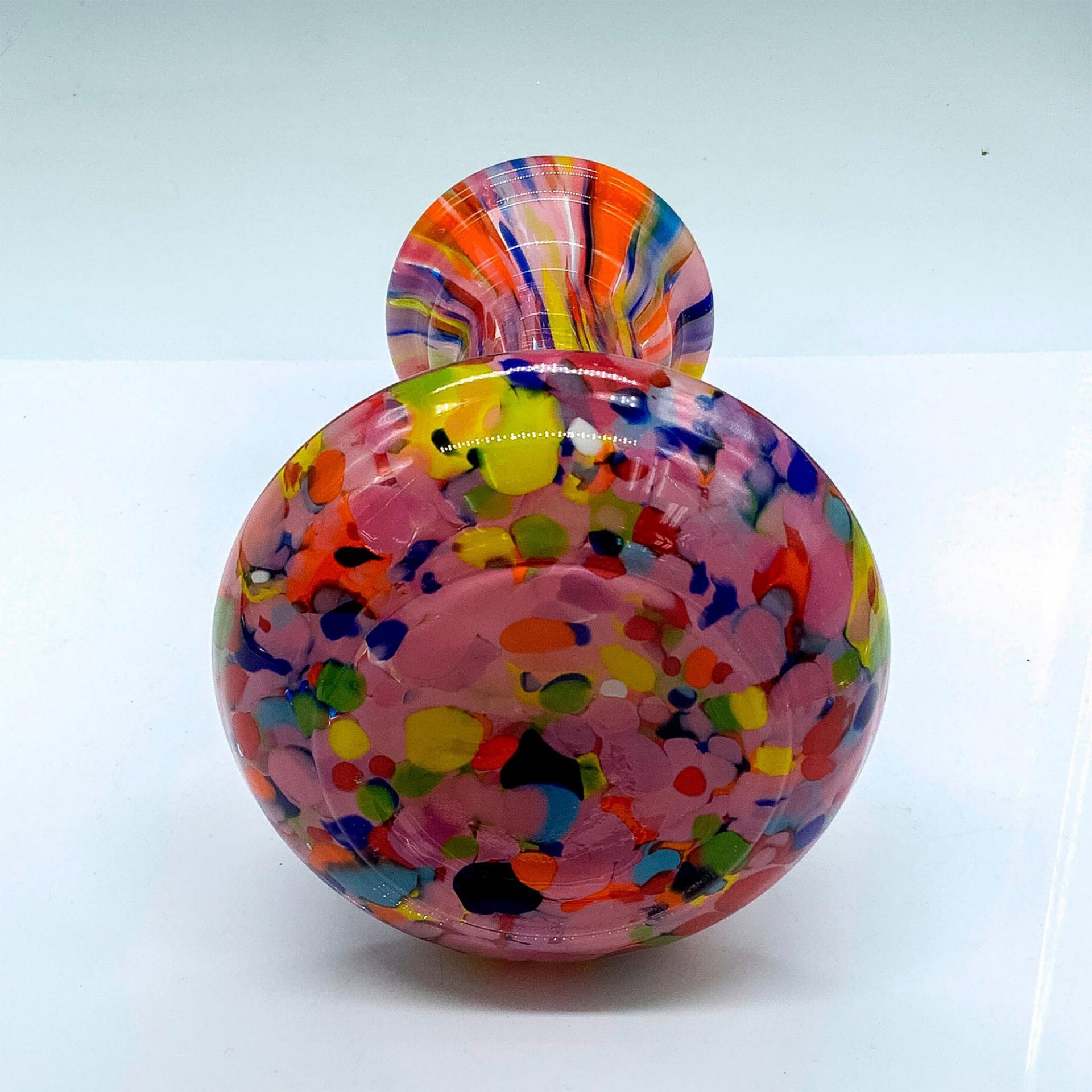 Ruckl & Sons Bohemian Spatter Czech Art Glass Vase - Image 3 of 3
