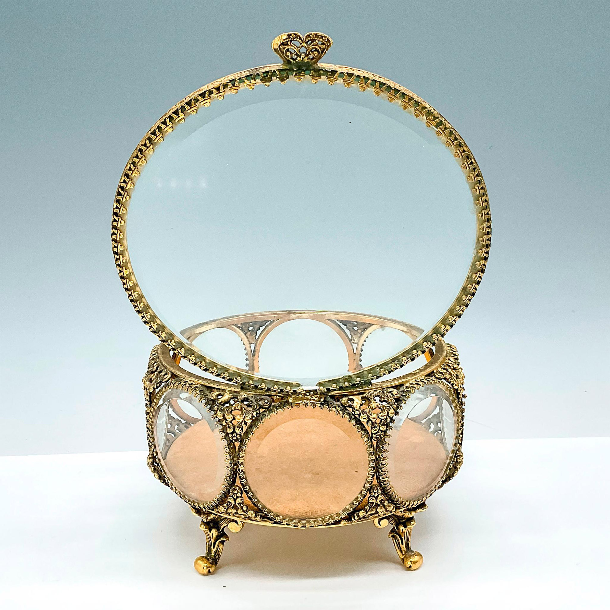 Antique Brass and Glass Jewelry Box - Image 2 of 3