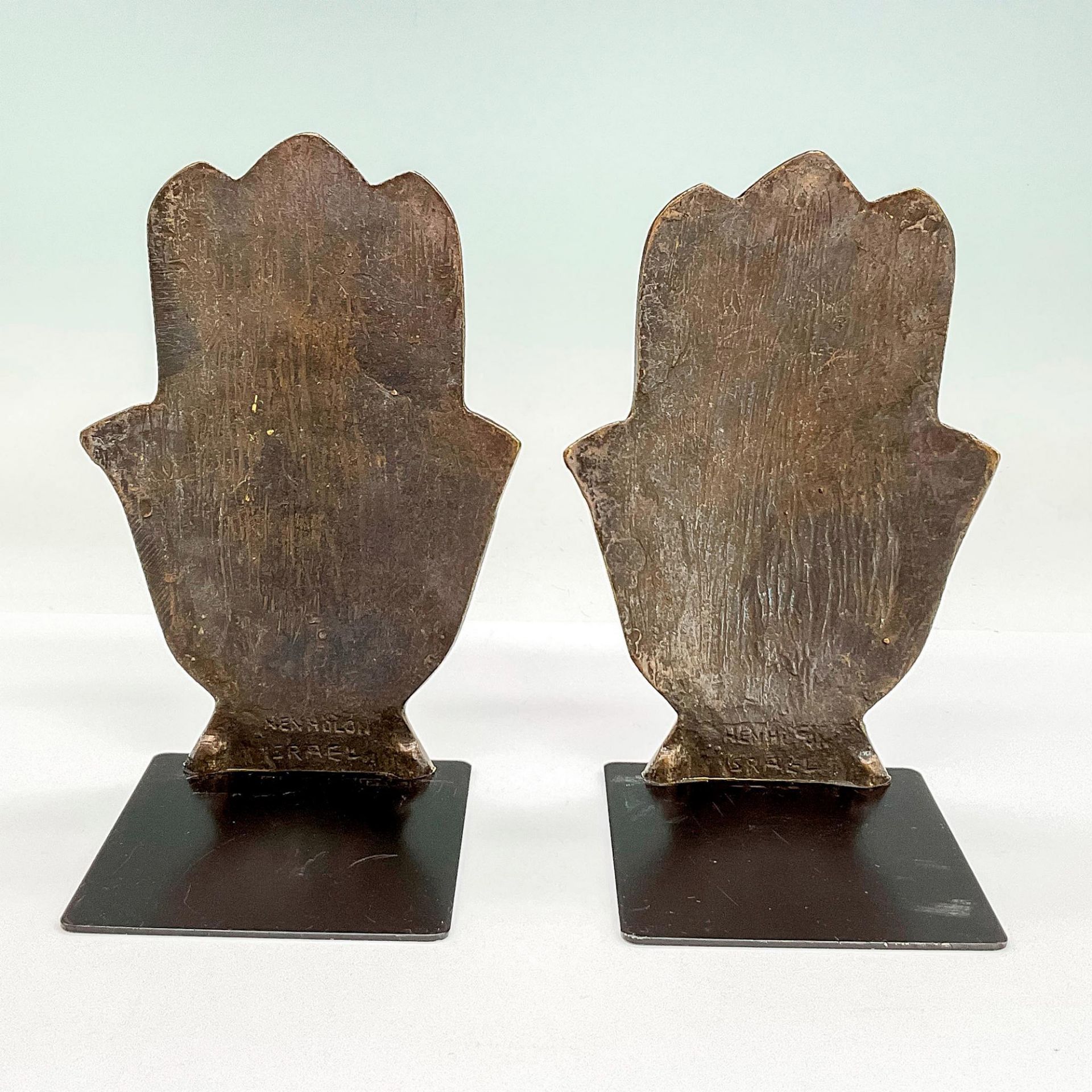 2pc Brass Hen Holon Hamsa Bookends - Bild 2 aus 4