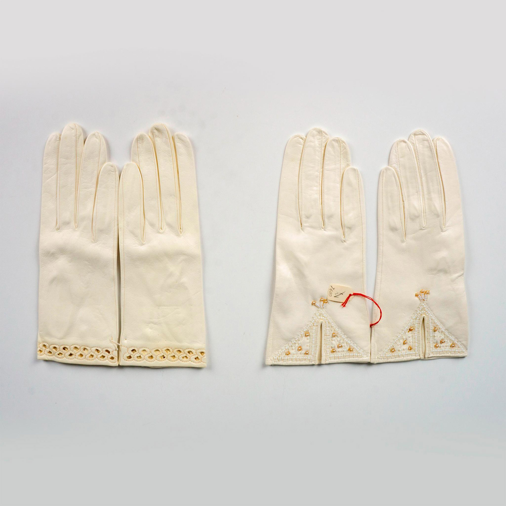 2pc Vintage Leather Wrist Gloves