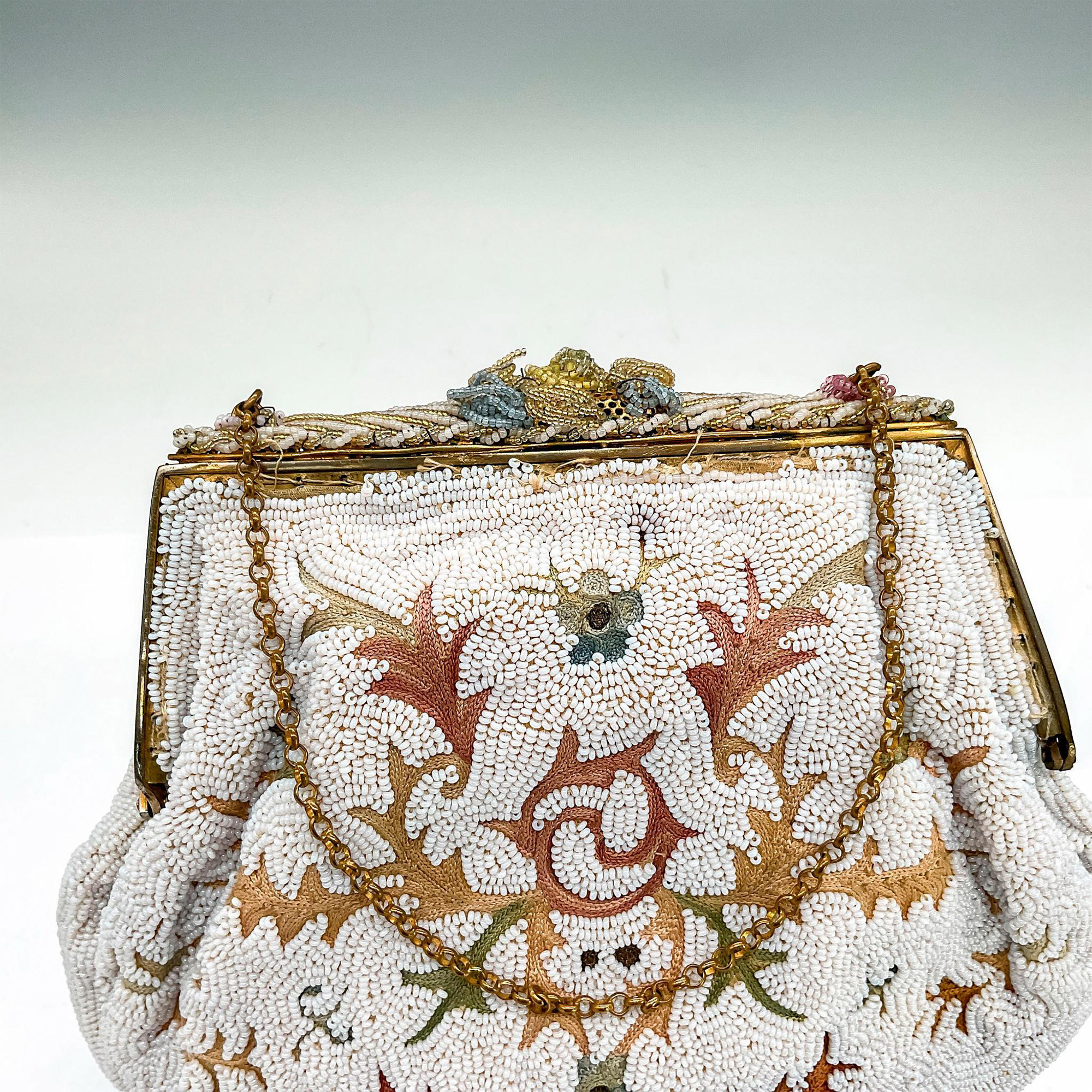 2pc Vintage White/Multi-Color Beaded Handbags - Image 5 of 5