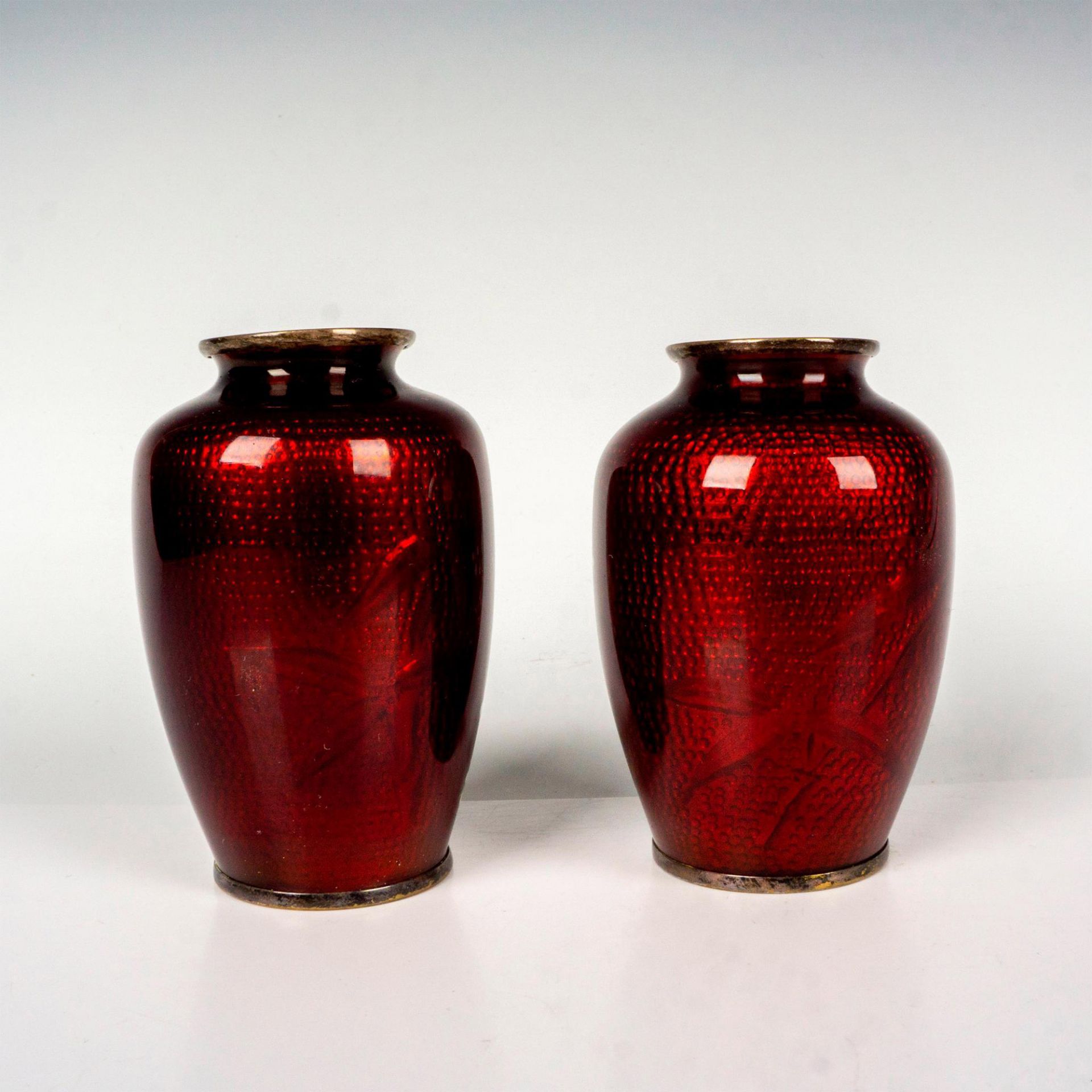 Pair of Japanese Cloisonne Vases - Image 2 of 3