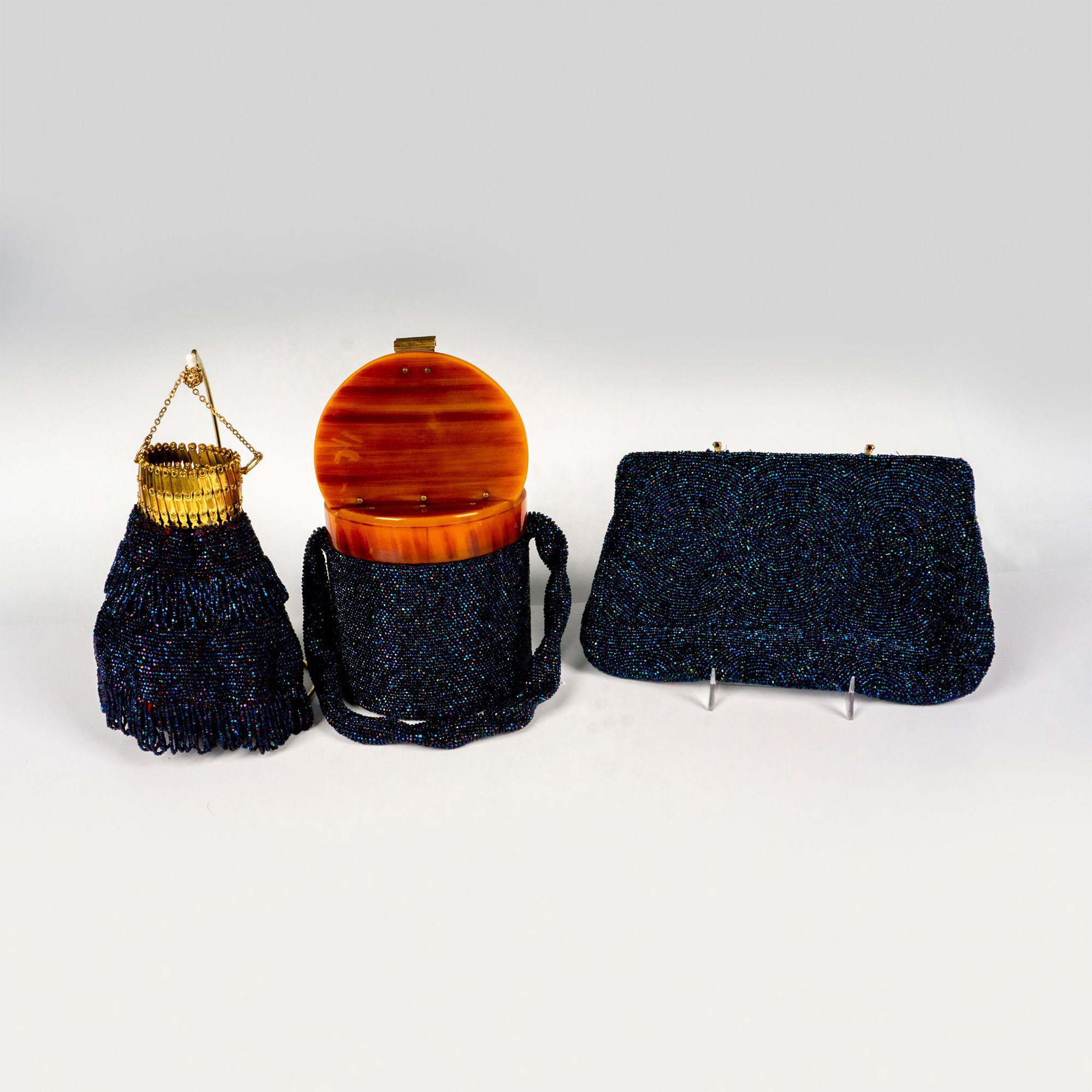 3pc Art Deco Beaded Evening Purses + Clutch - Image 2 of 4