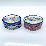 2pc Vintage Chinese Canton Enamel Jewelry Boxes