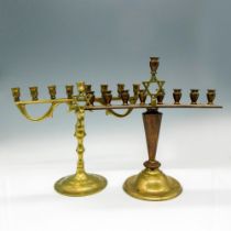 2pc Vintage Brass Hanukkah Menorahs