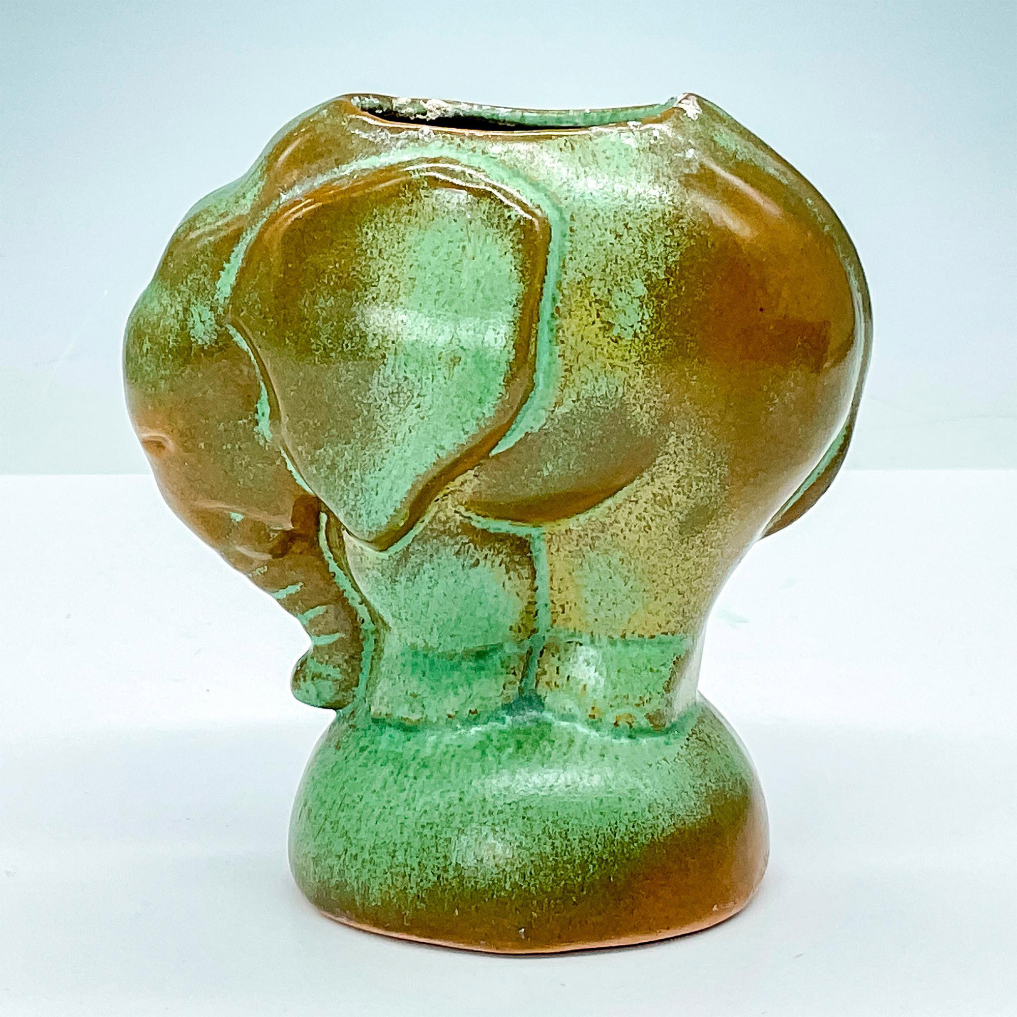 Frankoma Pottery Elephant Vase, Prairie Green - Image 2 of 3