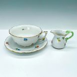 3pc Herend Porcelain Teacup and Saucer with Small Creamer