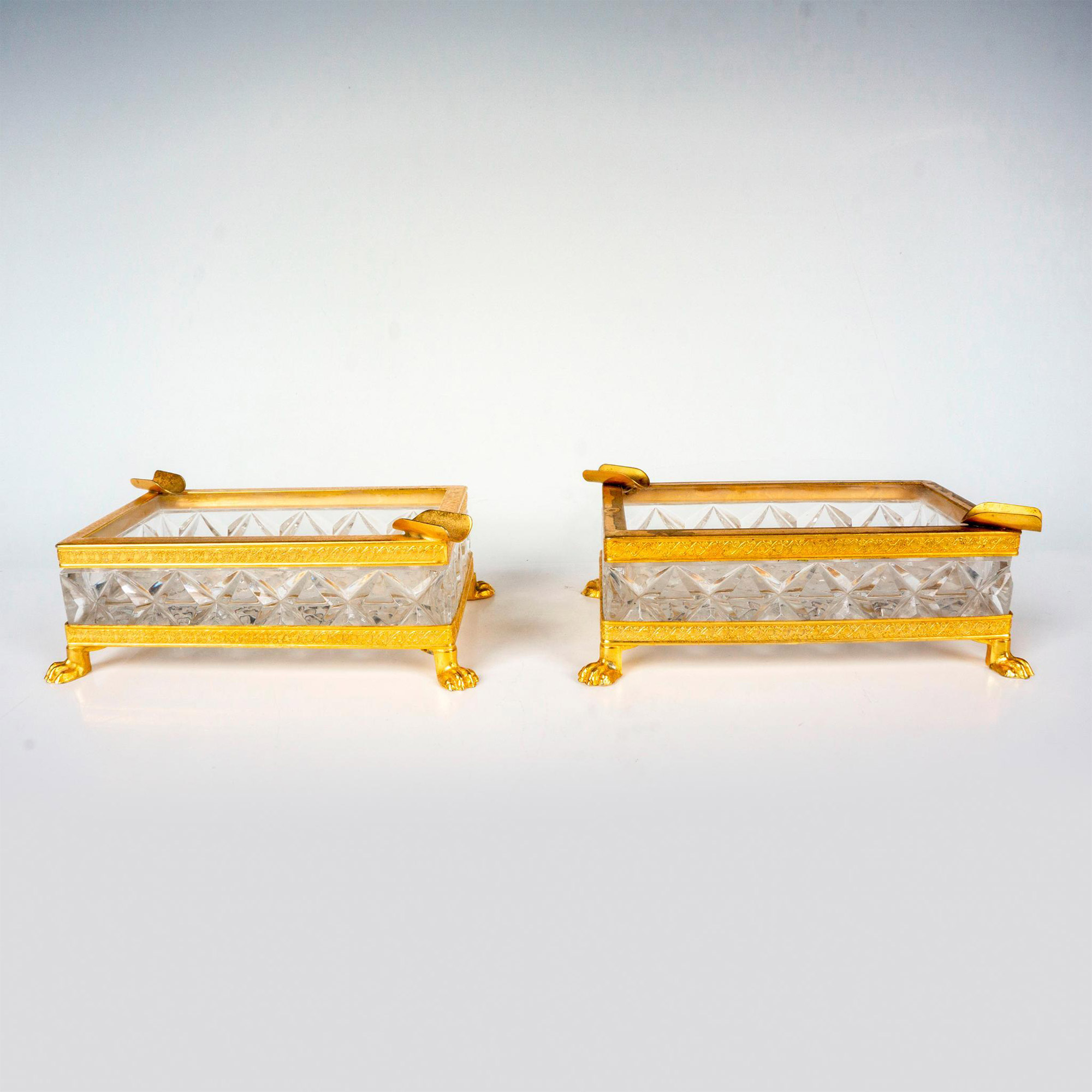 Pair of Hollywood Regency Glass Ashtrays