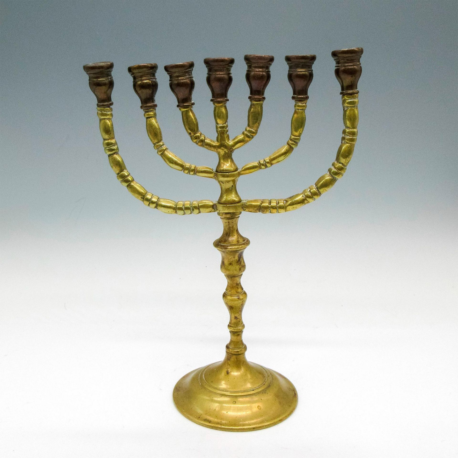 2pc Vintage Brass Menorahs - Bild 2 aus 4