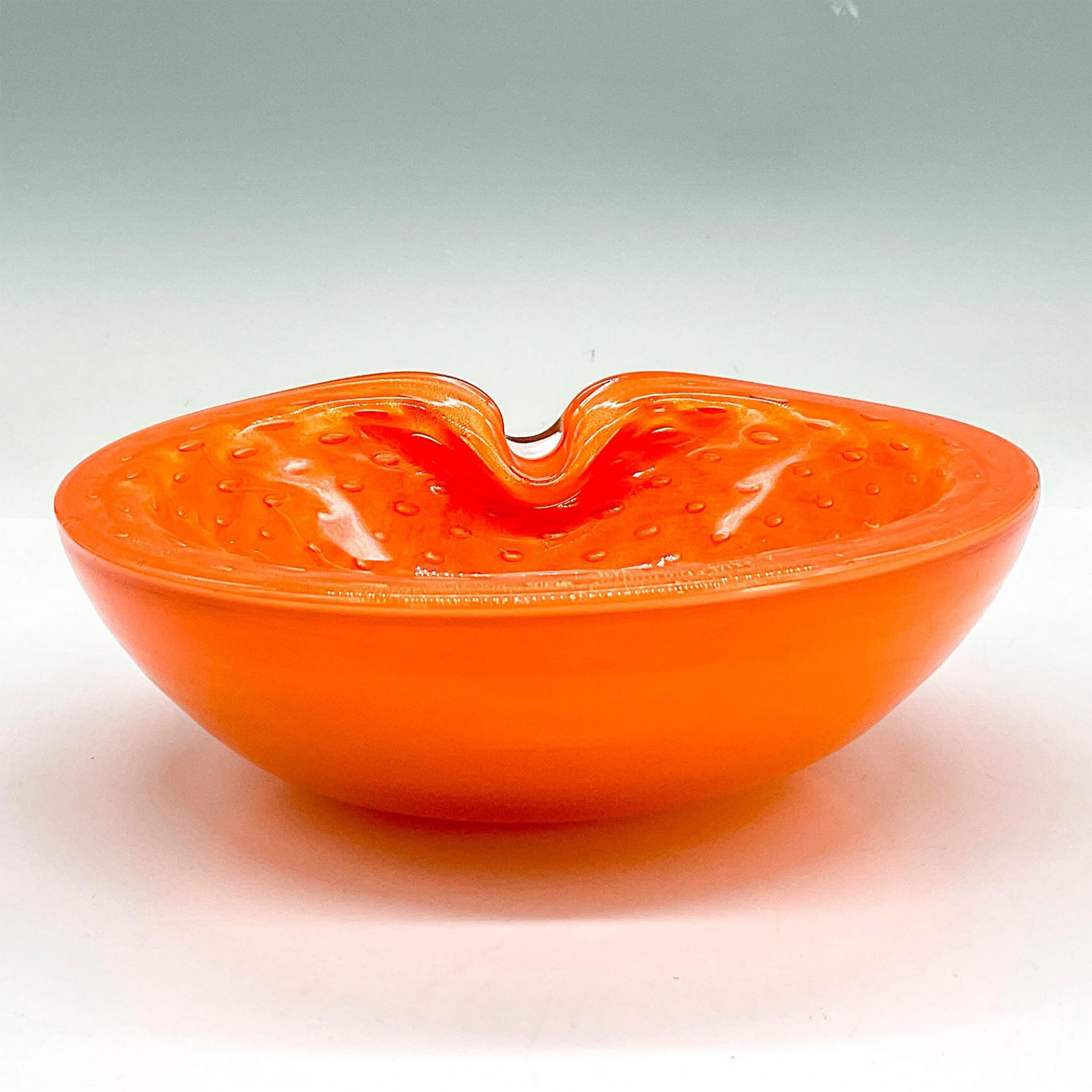 Alfredo Barbini Murano Glass Bowl, Orange and Gold