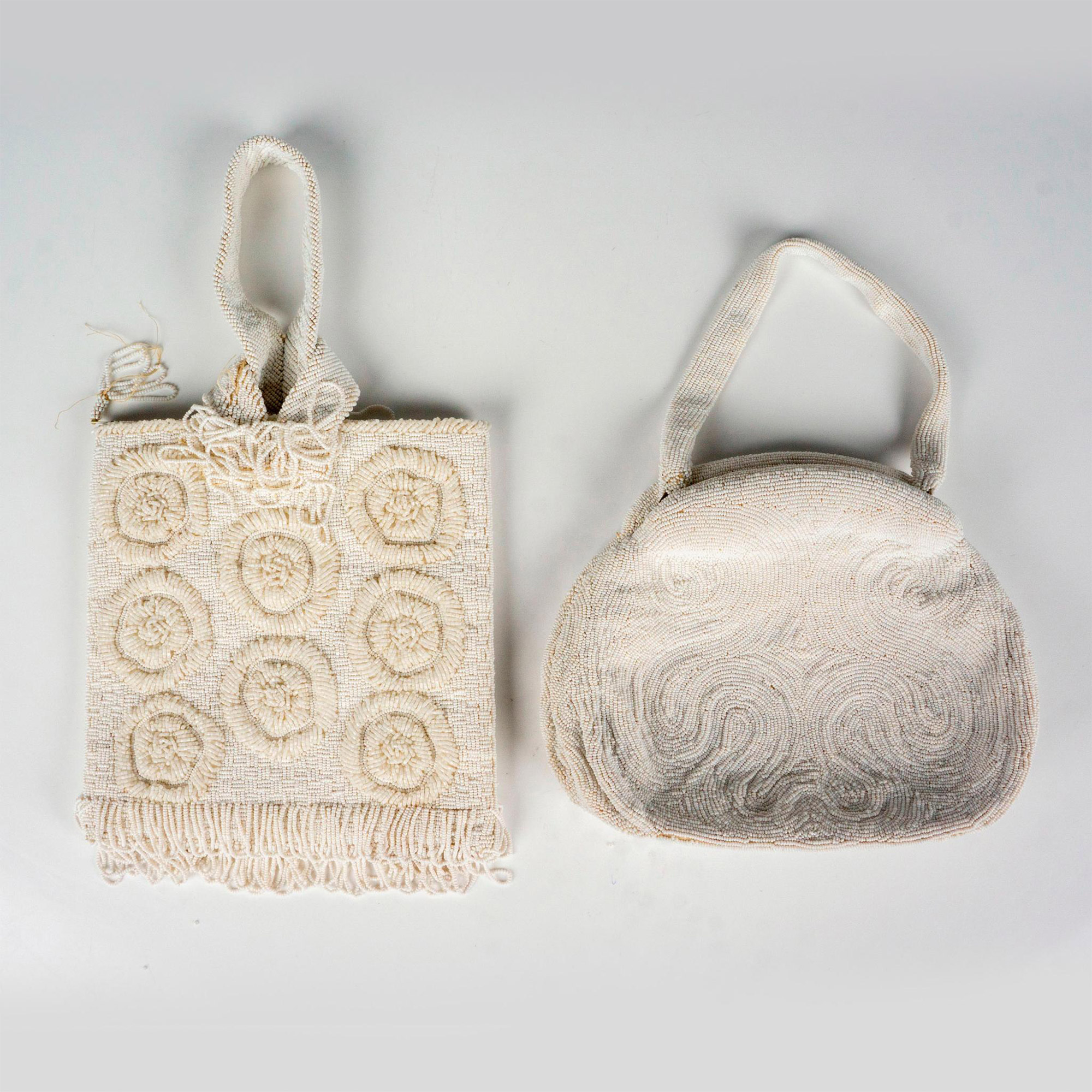 2pc Vintage White Beaded Evening Bags