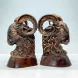 Pair of Bronze Rams Head Bookends