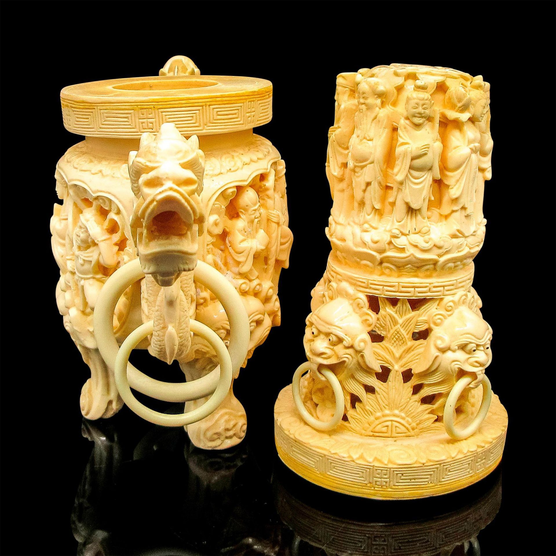 Large Chinese Carved Censer with Figures & Dragons - Image 3 of 3